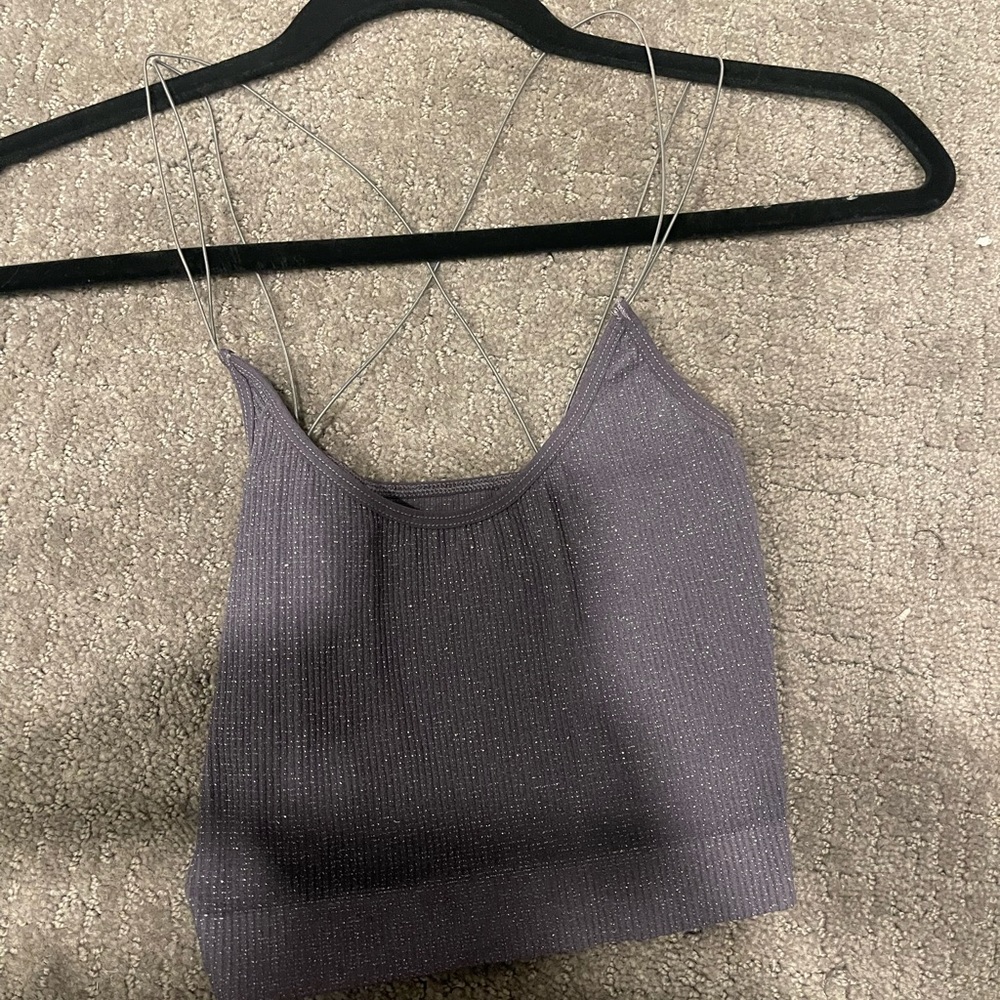 Purple glitter strap tank